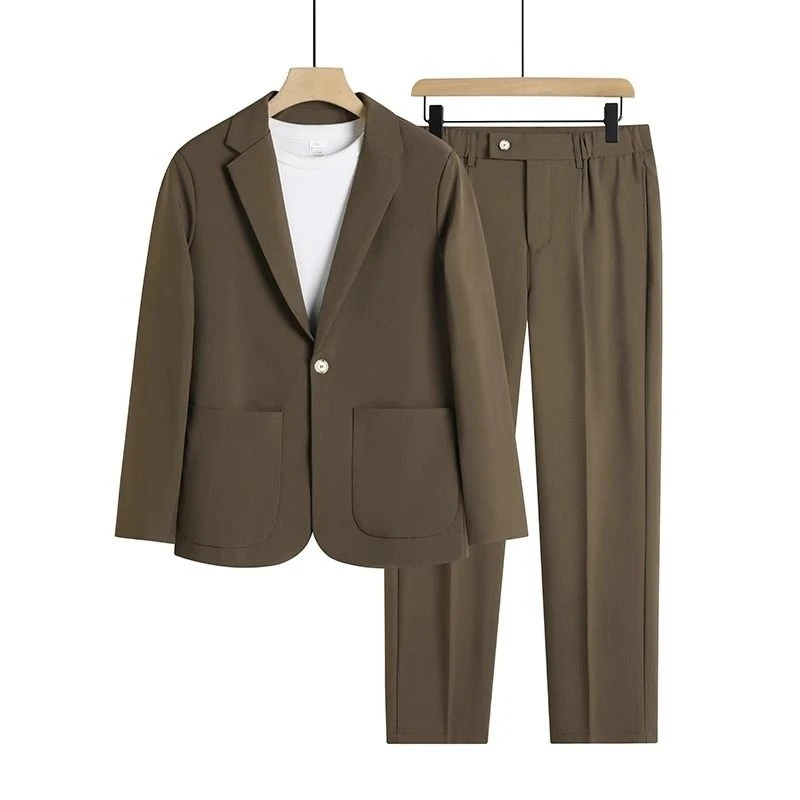 Men Korean Style Slim Fit Lightweight Suit Set Luxury Casual Blazer Vest Pants Three Piece for Student