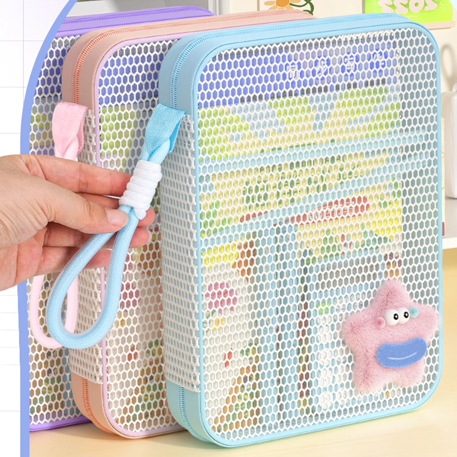 A4/A5 سستة حقيبة مستندات الدوبامين الملونة متعددة الطبقات موضوع مجلد ملفات سعة كبيرة حقيبة التخزين مع مقبض للطلاب