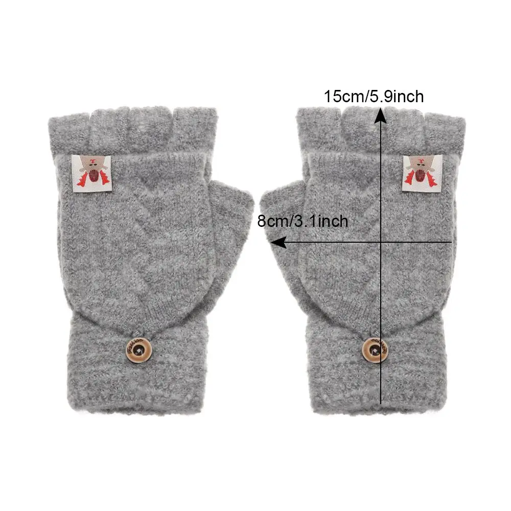 Christmas Gift Winter Soft Keep Finger Warm Flip Thicken Warm Knitted Gloves Half Capped Fingerless Mittens