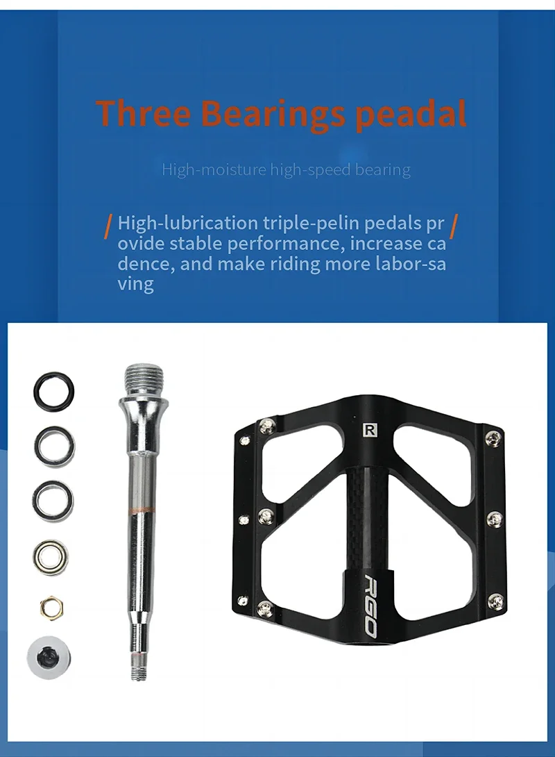 RGO Carbon Faser Pedal Rennrad Pedal 3-Lager Aluminium Legierung Anti-skid Mountainbike Pedal Fahrrad Zubehör – Detail 4