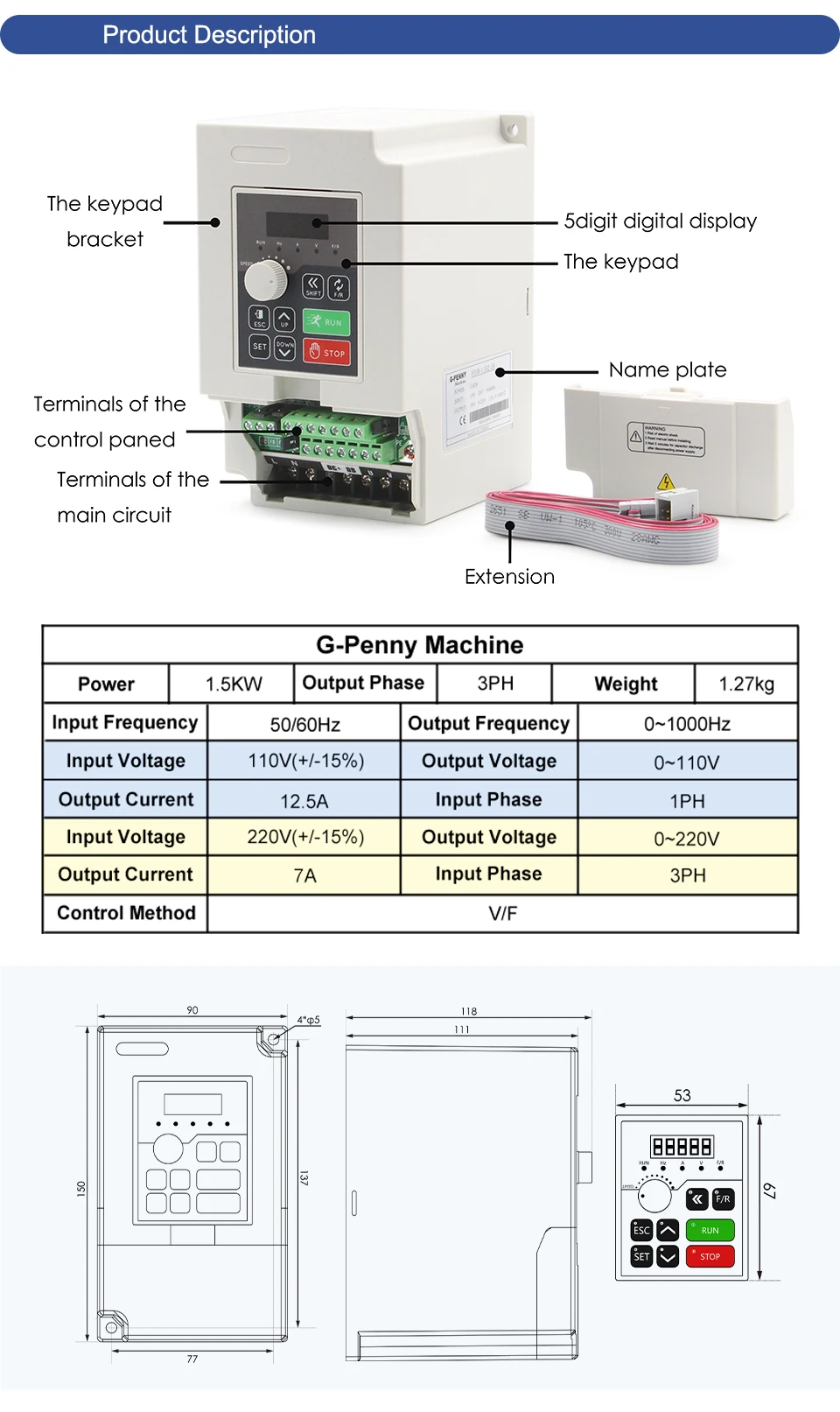 G-Penny 800W wassergekühlter CNC-Spindel-Kit, 24000 U/min, 0,01 mm Genauigkeit, 4 Lager, 1,5 kW VFD, 65 mm Halterung und Pumpe für Holz und Aluminium – Detail 5