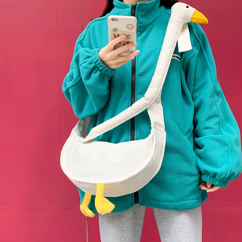 

Cute Duck Bag Canvas Sac Femme 2025 New Trendy Bolsos De Mujer Crossbady Shoulder Bags for Woman Student Storage Bolso