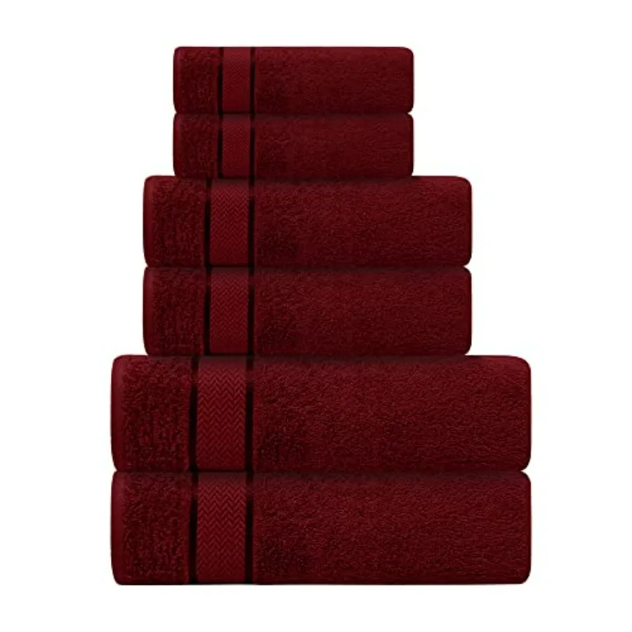 Bath Towels Set for Home Pool Hotel Gym-100 Cotton-Dark Red Burgundy-Large Thick Fluffy Absorbent Quick Dry Soft Plush