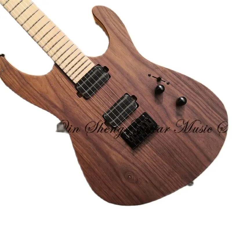 6-string electric guitar, CM guitar, maple through ash body, walnut veneer, black bridge, locking knob