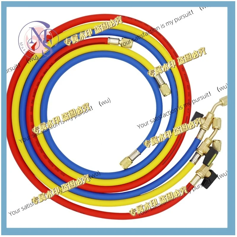 1.6M Refrigerant A/C Charging Hoses With Ball Valves HVAC 1/4In SAE Fit For R134A R12 Coolant Adding And Air Condition