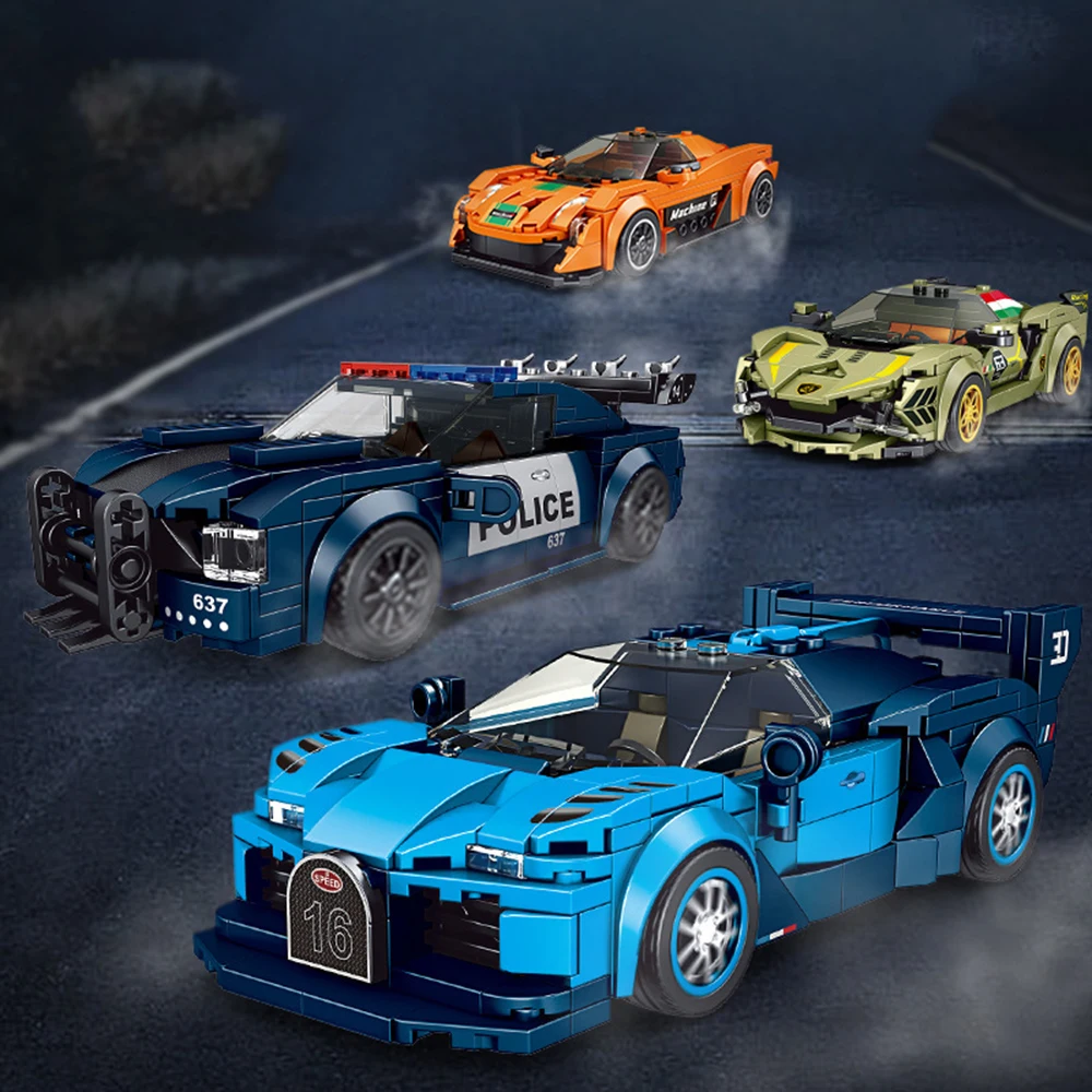 City Racing Sports Car Building Blocks Assembly Model Educational Puzzle Toy for Boys Kids Vehicle Collection Display Gift