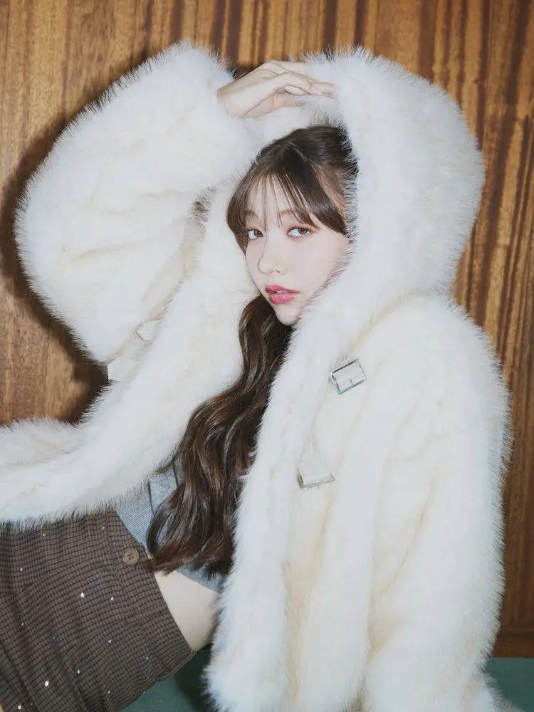 Manteau en fausse fourrure épais à manches longues à capuche avec boucle en PU, style japonais élégant, mode mondaine, chaud, pour femmes, hiver