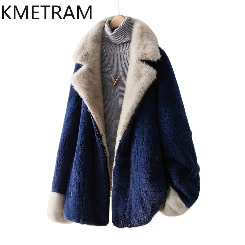 

Natural Mink Fur Coat Woman Luxury Blue Real Fur Jacket High Quality Winter Women Clothing Suit Collar Furry Jackets 2025 шуба