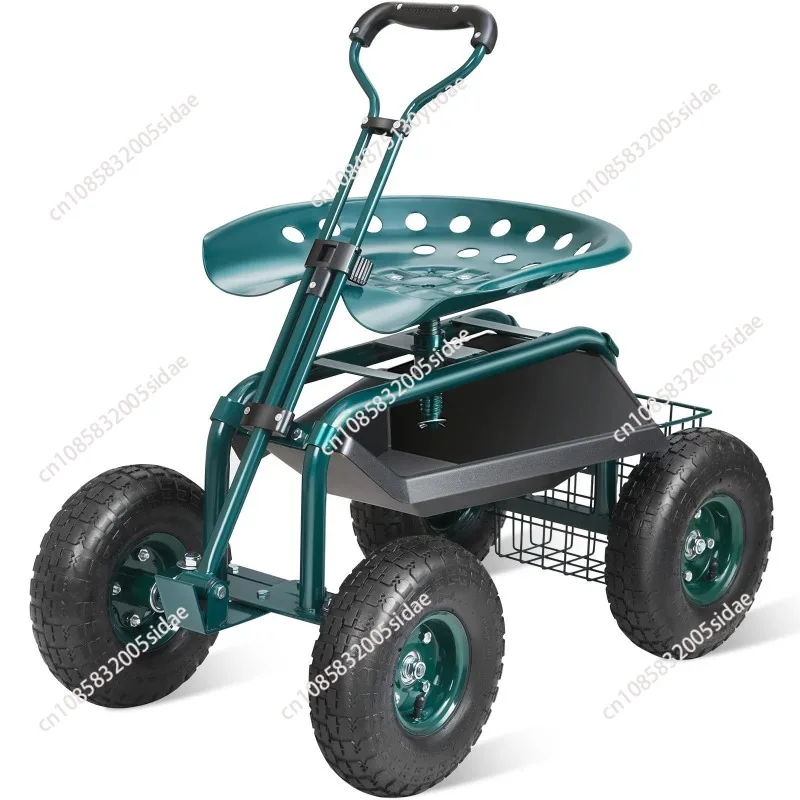 Rotatable seat multi-purpose gardening vehicle, mobile tool/rest vehicle for greenhouse picking