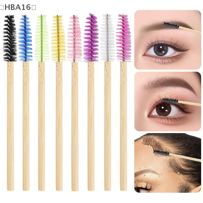 maveraHBA16 applicazione50 Uds mango de bambú cepillo de pestañas maquillaje extensión de pestañas varillas aplicadores pestañas rizador peine herramienta de maquillaje