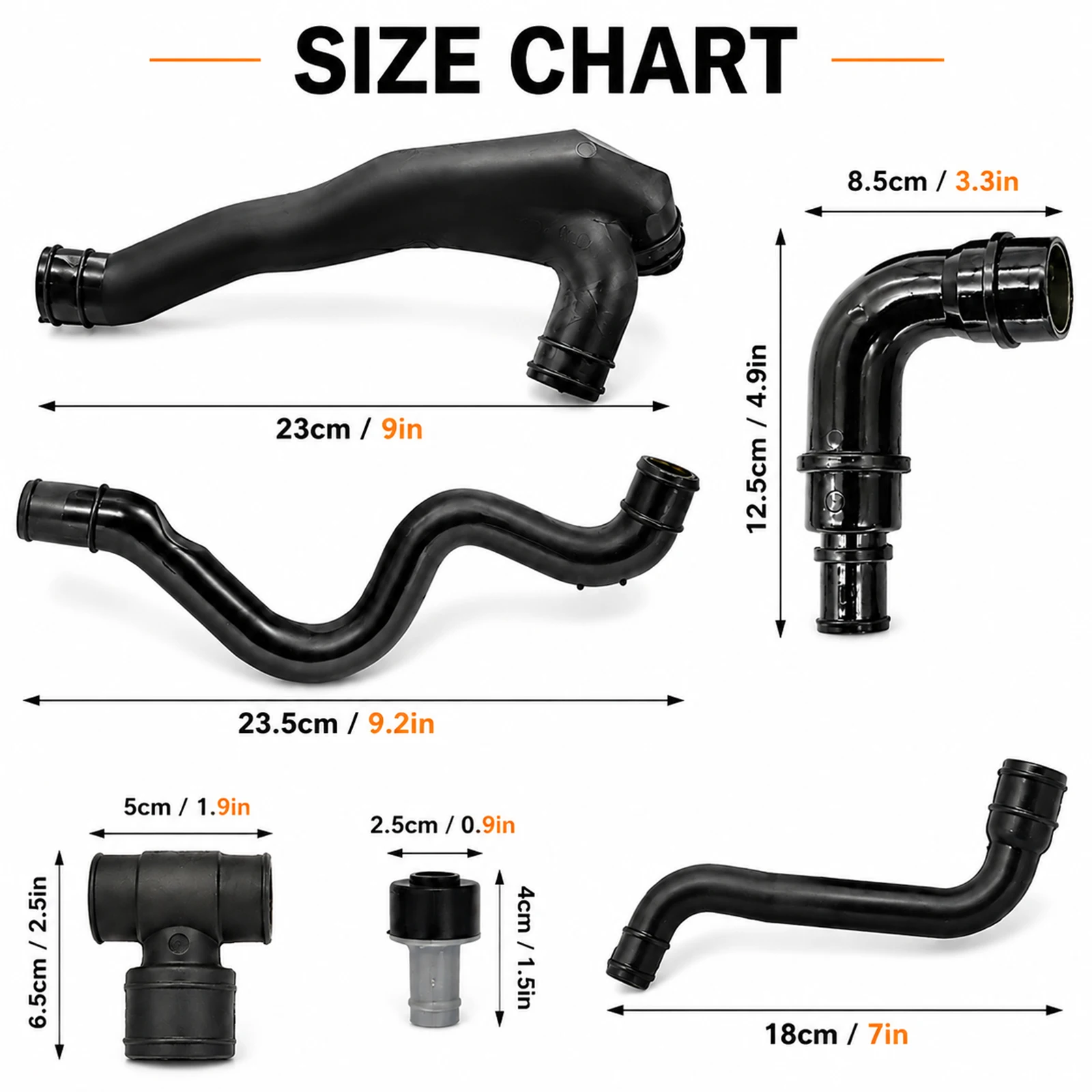 6-teiliges Auto-Kurbelgehäuse-Schlauchrohr-Set für Audi A4 VW Bora OE # 06A 103247 06A 103221 AH 06A 103213 AF 06A 103213 F 035103245 G 06A 103221 AF – Detail 2
