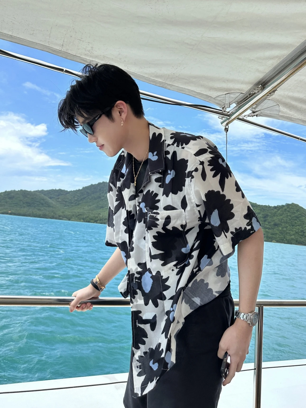 

Мужская летняя повседневная свободная посадка Hawaii Sle с принтом ort Sve irt Vaion для мальчиков, тонкий материал с откидным воротником