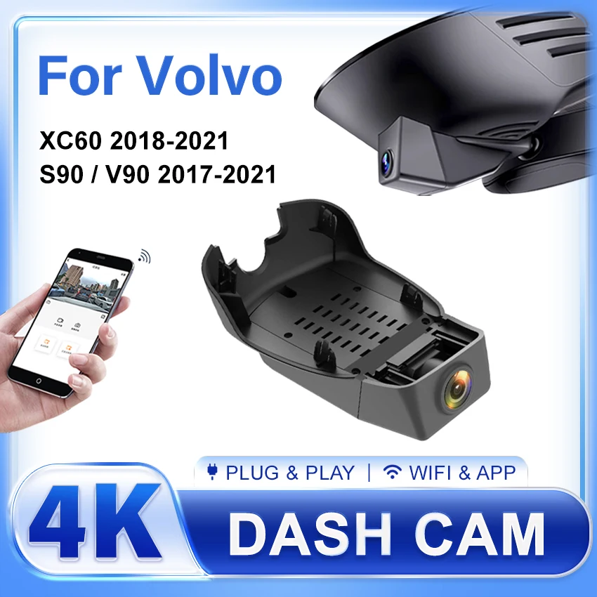 

Plug and play Hidden Car DVR WIFI 4K Dash Cam Camera For Volvo V90 Cross Country S90 XC60 T8 2018 2019 2020 2021, 4K DashCam