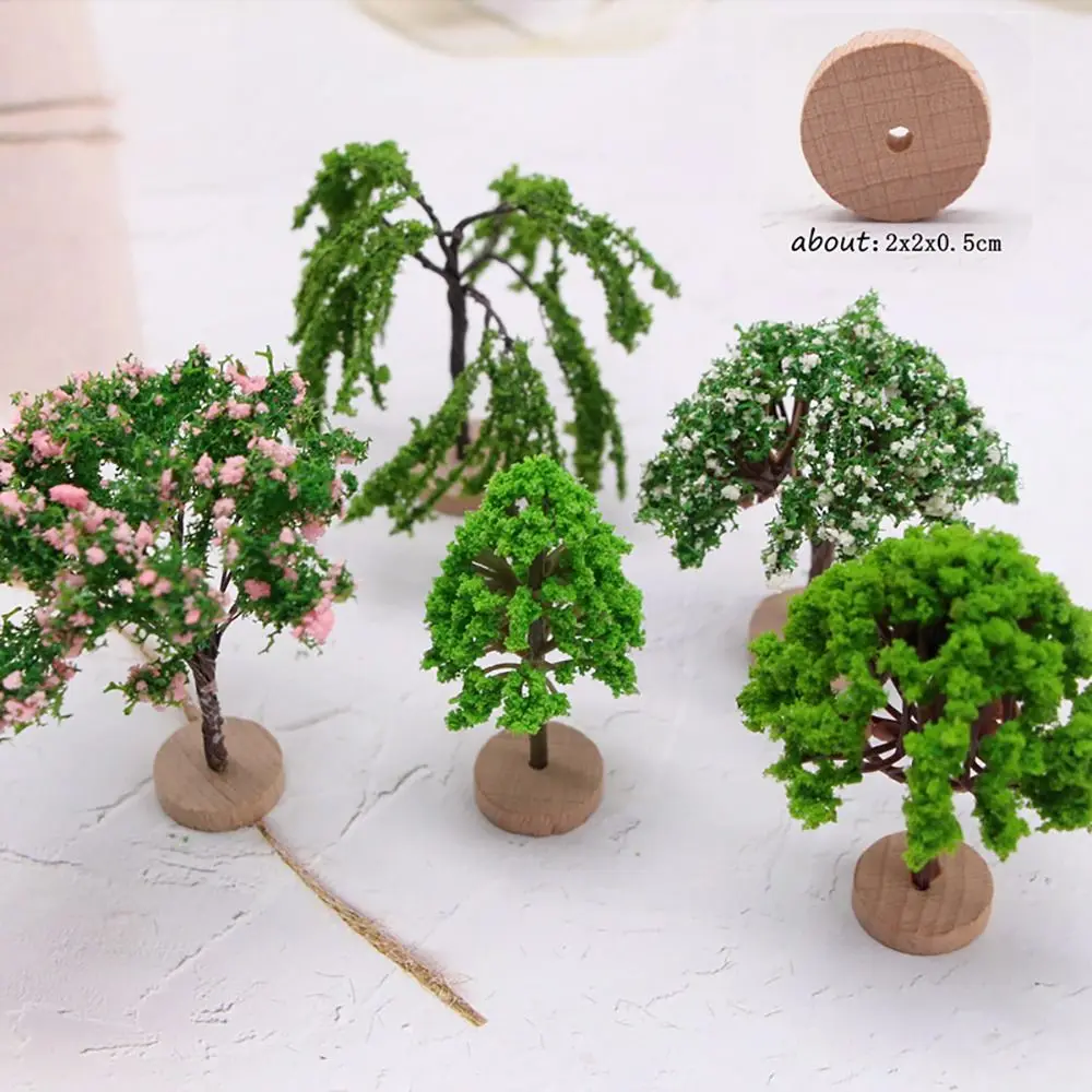 Accesorios de árbol de flores de Micro jardín verde, árboles de paisaje en miniatura de varios tamaños, mesa de arena de jardín de hadas, estatuilla de árbol de simulación