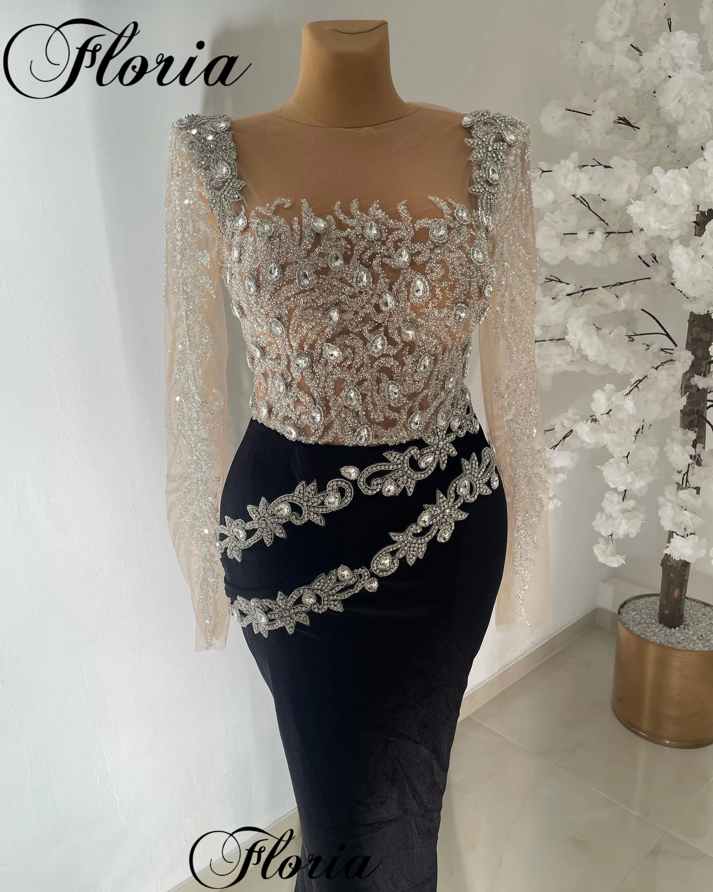 Dubai Muslim Long Sleeves Prom Dresses Mermaid Simple Velvet Cocktail Dresses Vestidos De Noche Wedding Party Dresses Plus Size