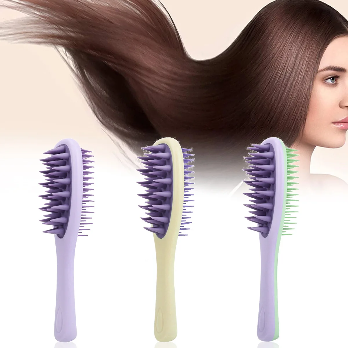 2 in1Double Sided Shampoo Brush Silicone Scalp Massage Comb Natural Detangle Head Washing Itching Relief Combs Body Bath Brushes