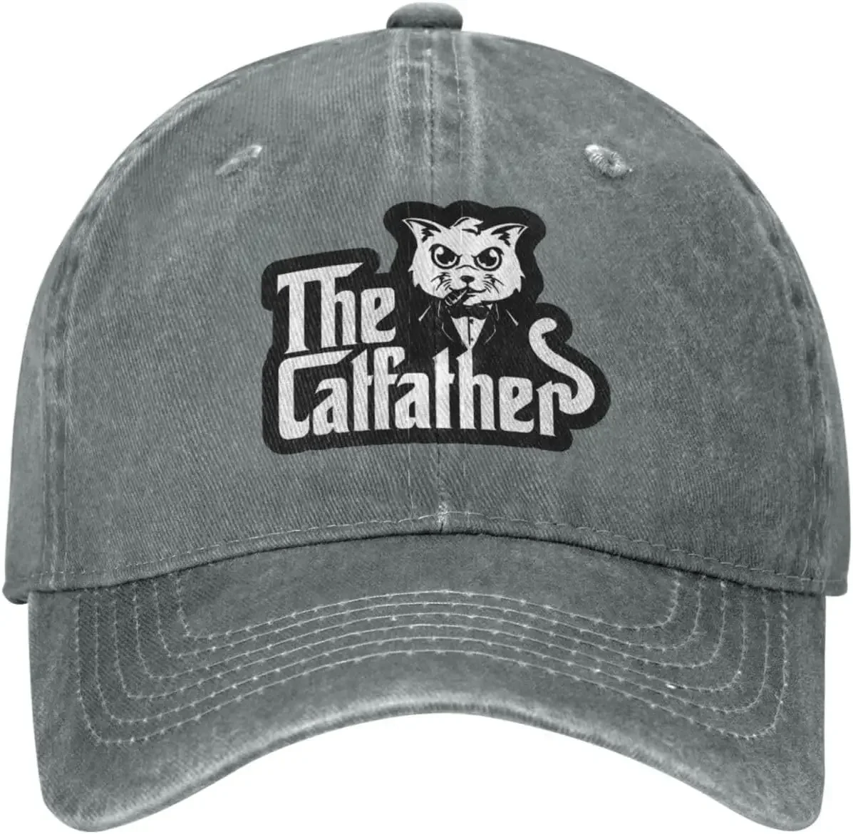 De Catfather Classic Baseball Cap Wash Retro Cowboy Trucker Hat Deep Heather
