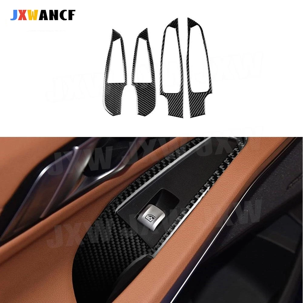 

JXWANCF Carbon Fiber Interior Trim Window Lifter Switch Buttons Decorative Frame Cover Stickers For BMW G20 G28 2019 2020