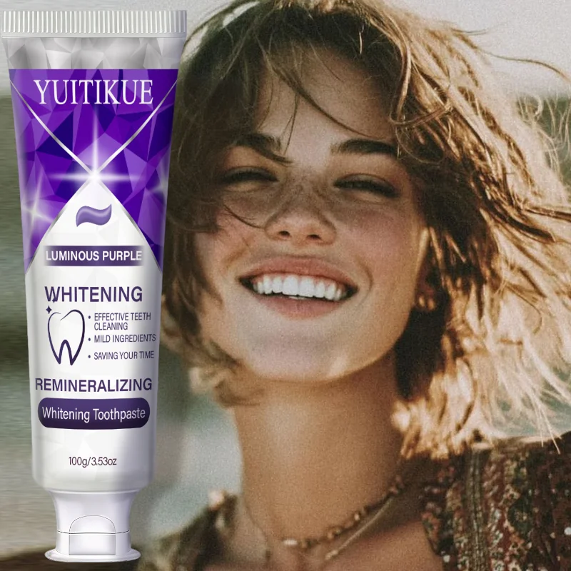 Remineralizing Toothpaste - YUITIKUE Luminous Purple Whitening Toothpaste 100g,