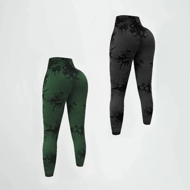 Legginsy sportowe z szerokim paskiem Yoga Basic Tie Barwnik