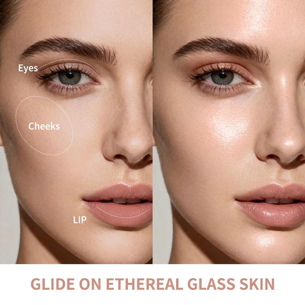 Balsamo evidenziatore bio-vetro nutriente, bastoncino multiuso non appiccicoso a lunga durata per occhi, guance, labbra, cosmetici per il corpo