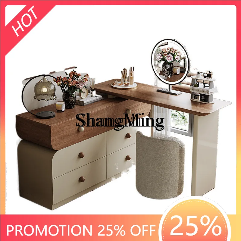 

ZYYgood-looking medieval style cream solid wood cosmetic modern bedroom simple chest bay window retro bedside walnut