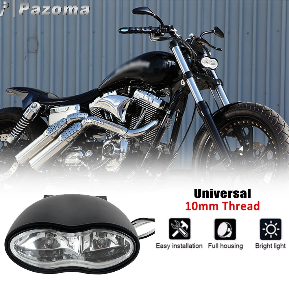 Motorcycle Double Headlight Vintage Headlamp For Honda CB Hornet CBR Rebel Goldwing Africa Twin CRF CL500 Old School Custom 10mm