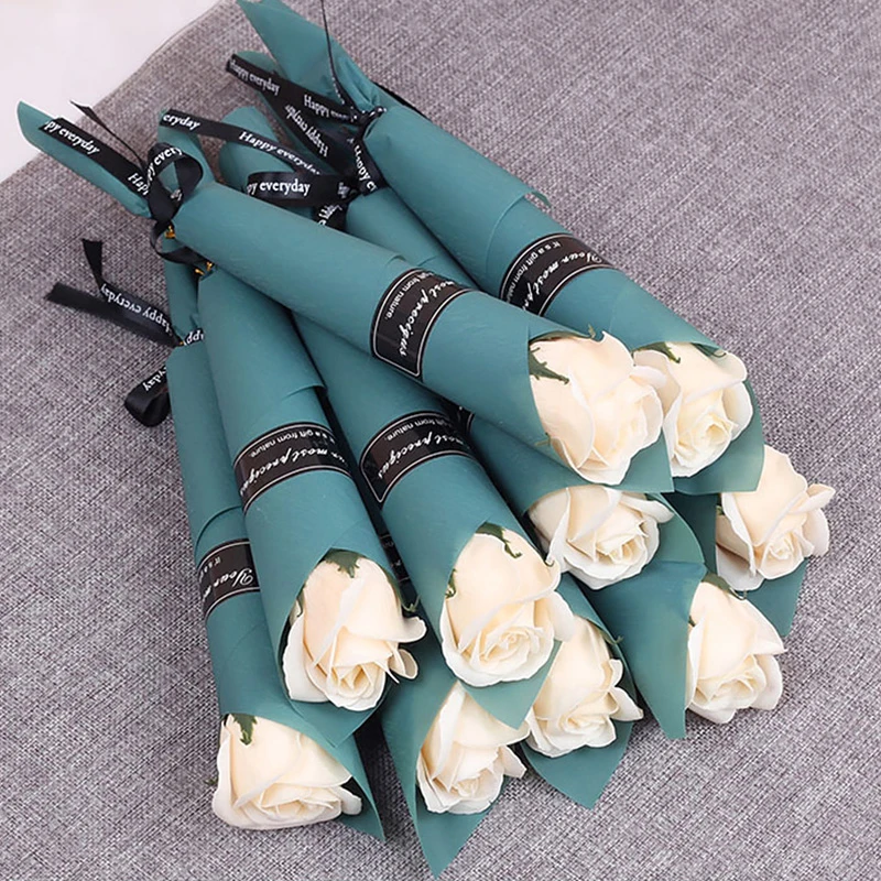 5Pcs 35cm Artificial Flowers Soap Rose Bouquet Fake Flowers Plants Wedding Birthday Festival Party Home Table Decoration Gifts