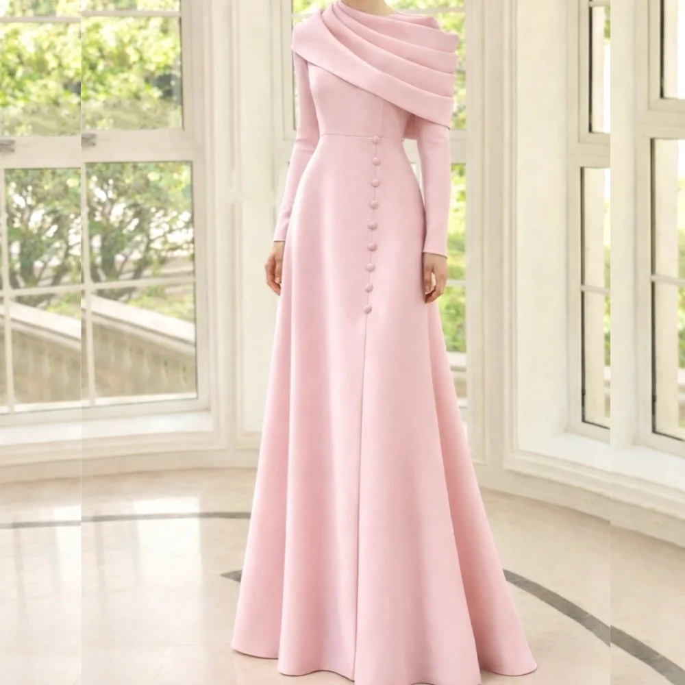 

Индивидуальные женские вечерние платья с длинными рукавами, на пуговицах, А-силуэт, с круглым вырезом, длинные, высокого качества, для вечеринок, элегантные