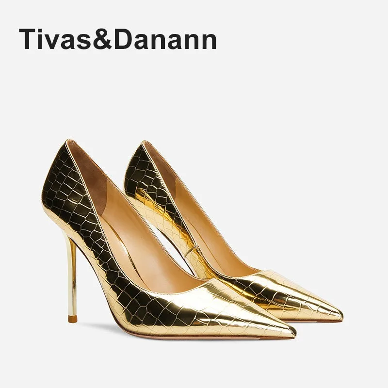 

Легкие и изысканные туфли с каменным узором, золотистые, весенне-летние, на тонком каблуке, с острым носком, сексуальные, на высоком каблуке.