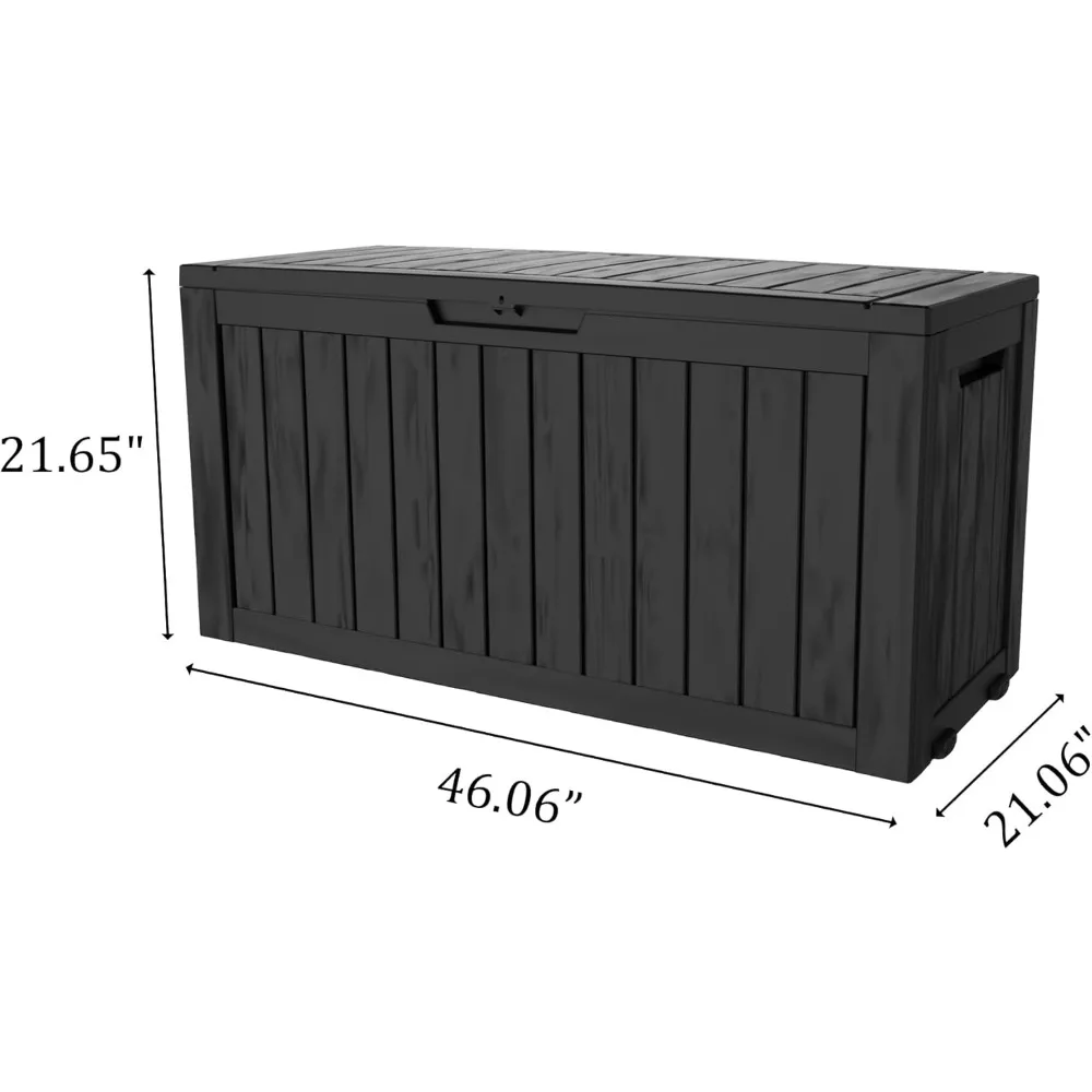 صندوق تخزين خارجي مقاوم للماء مع عجلات، صندوق سطح قابل للقفل سعة 90 جالونًا لتخزين الوسادة والحديقة، صندوق راتينج مقاوم للأشعة فوق البنفسجية #2