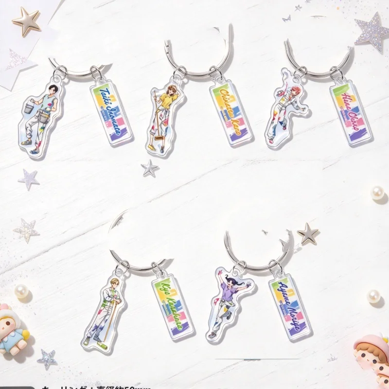 2-Piece Set Bag Charm 6CM Anime Blue Box Acrylic Keychain Bag Pendant Cartoon Character Taiki Inomata/Chinatsu Kano/Ayame Moriya