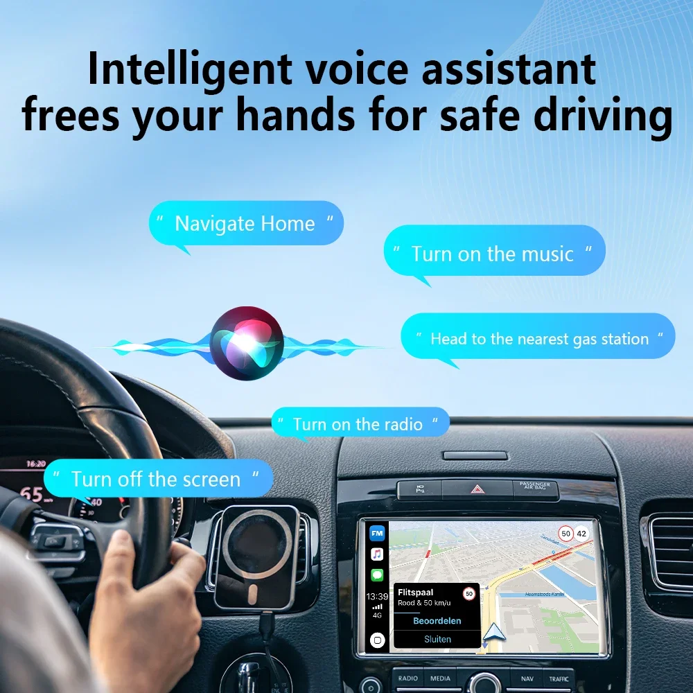 อะแดปเตอร์บลูทูธแบบมีสายเป็นไร้สาย 4-in-1 รองรับ CarPlay, Android Auto, AirPlay และ Mirror Link สำหรับ Audi, Benz, Toyota, VW, Nissan, Volvo