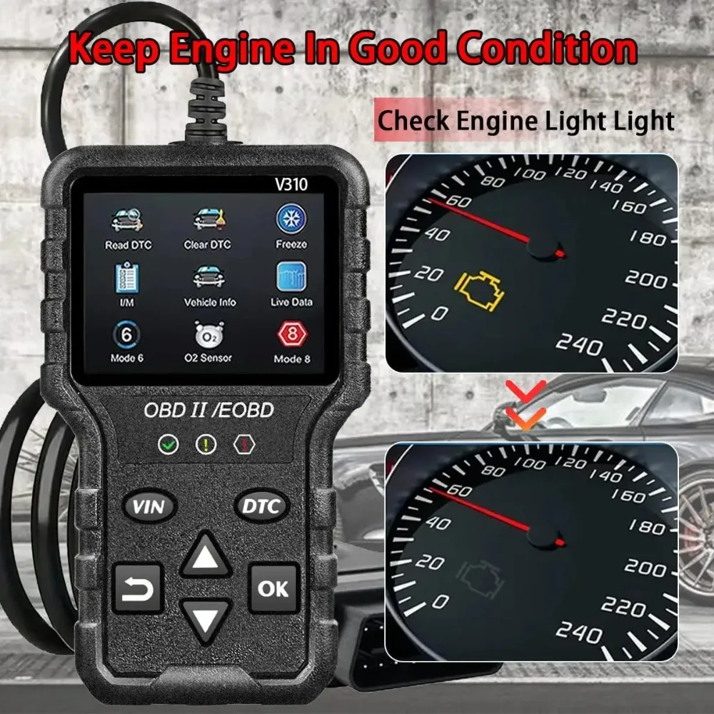 V310 OBD2 Scanner Diagnostic Tool Real-Time Engine Data Monitoring Compatible with Cars And Trucks Auto Car Repair Tool