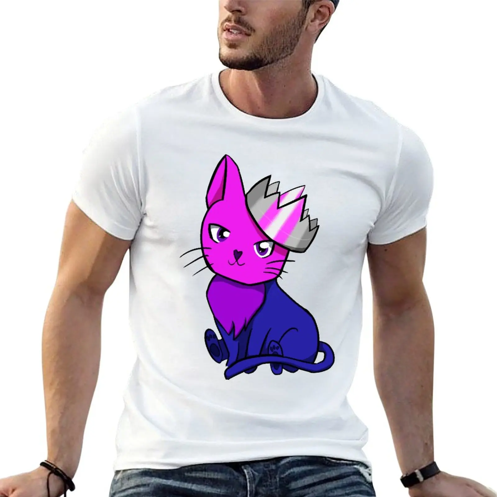 

Bisexual Demigirl Pride Cat T-Shirt plus sizes custom t shirt basketball graphic tees mens plain t shirts