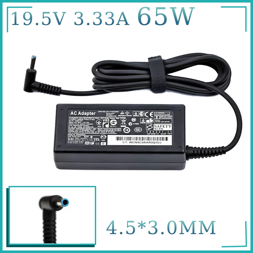 Carregador universal para laptop, 19.5v, 3,33a, 65w, para hp tnp-c116 c112 f113 c125 c117 q129 q130 q117 q118 q132 q140 q159