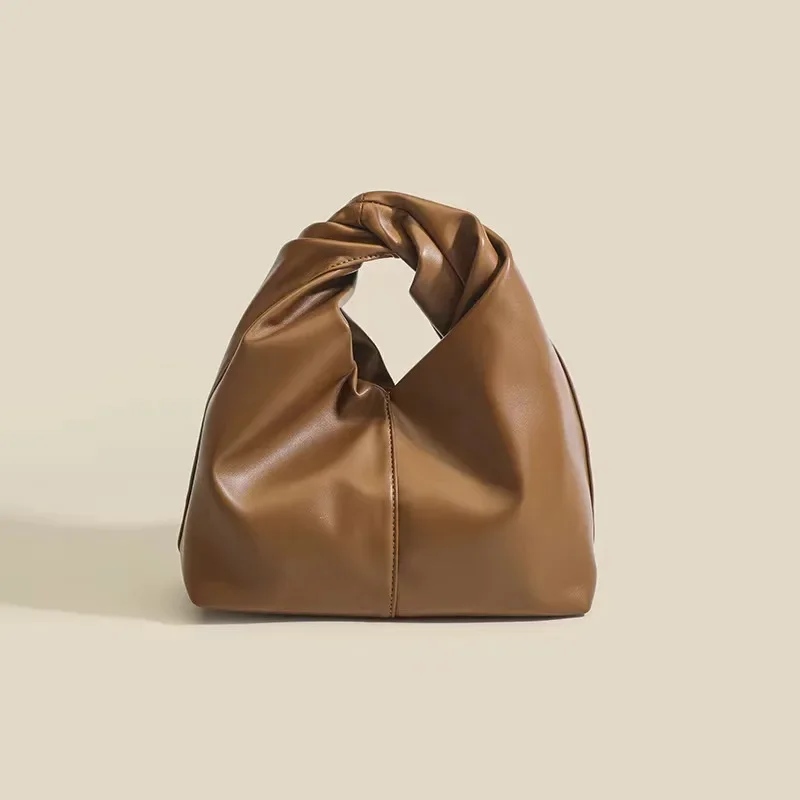 Women\'s Handbag Underarm Bag French High End Pleated Cow Horn Bun Soft Leather Dumpling Bun Single Shoulder Small Package