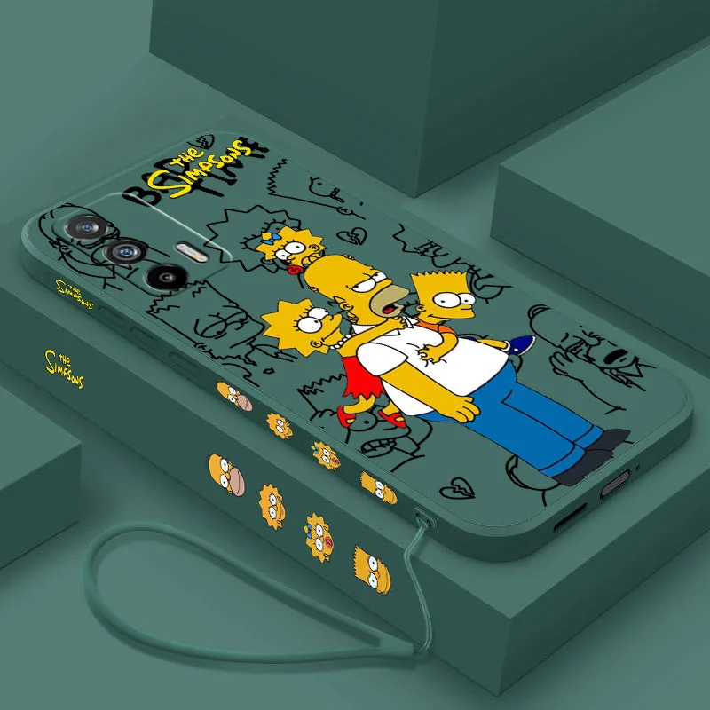 

Disney Cute The simpsons Liquid Left Rope Phone Case For OPPO Find X2 3 5 Reno 2 5 6 7 8 10 Pro Lite Neo A16K Shell Soft Cover