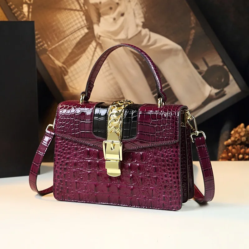 New 2026 Women's Fashion Leather Crocodile Pattern Handbag, Messenger Bag, Small Shoulder Bag