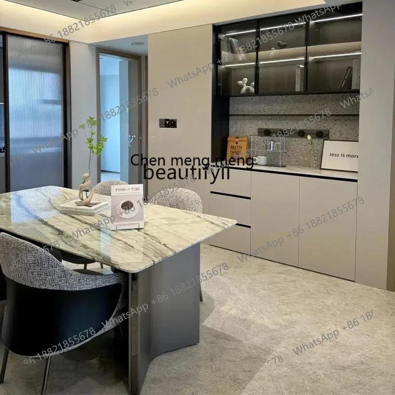 z183  Dining table High-end household light luxury designer rectangular villa natural marble dining table