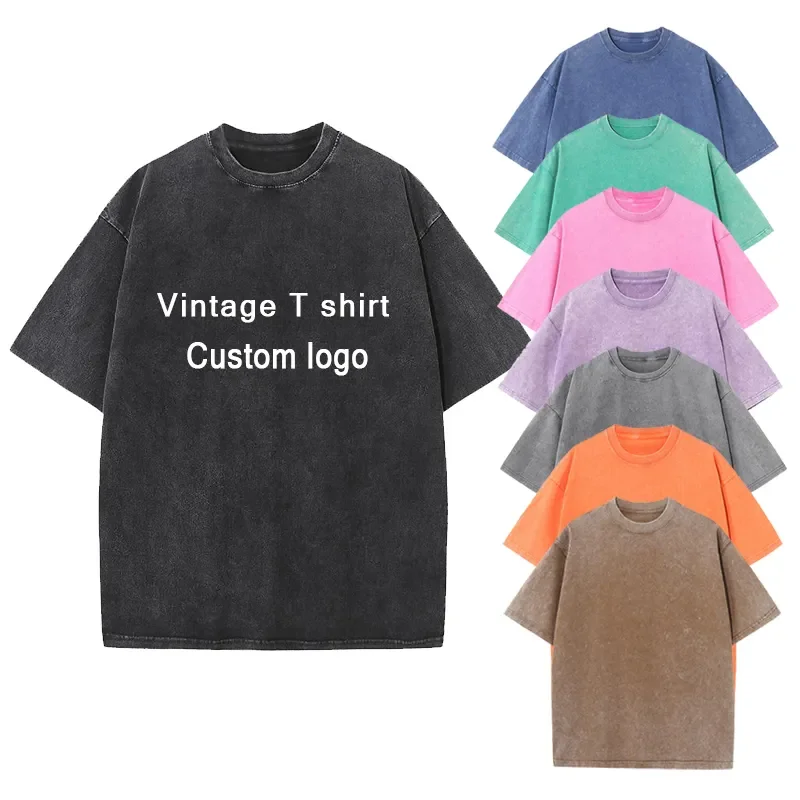 

Mens 100% Cotton Acid Washed T-Shirt Hip Hop Retro Casual Tee Customized Print O-neck Short Sleeve Snowflake Streetwear Unisex
