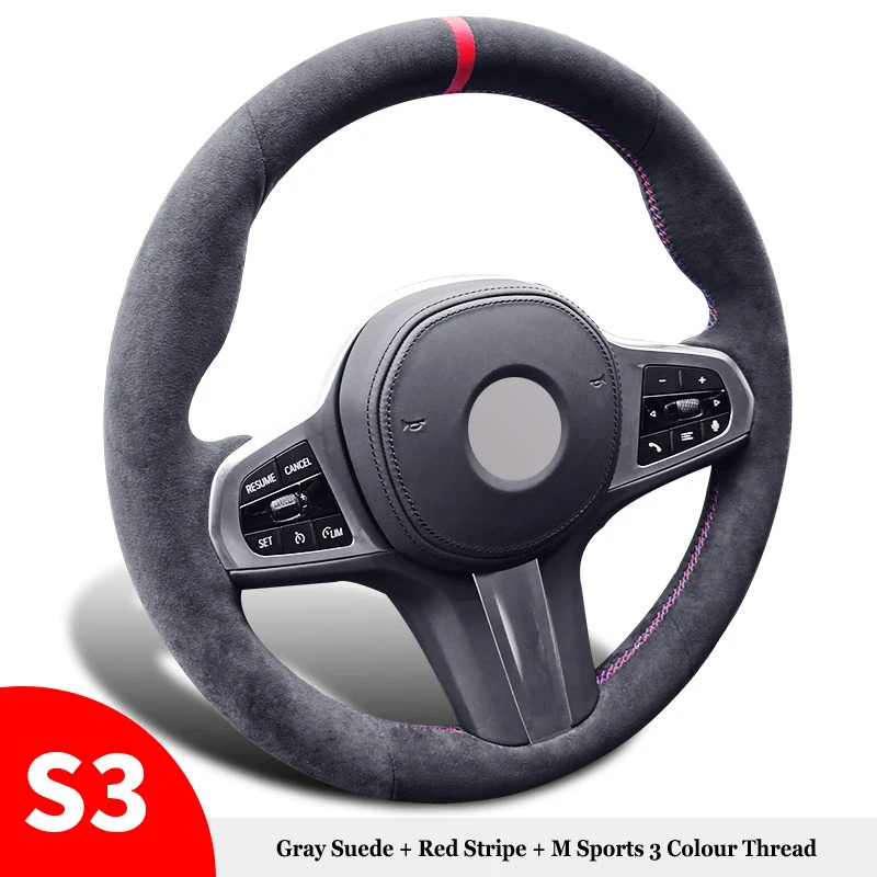 Genuine Leather Suede Steering Wheel Cover for BMW X3 X3M X4 X4M X5 X5M X6 X6M M3 M4 M5 M8 G01 G80 G82 G83 F90 F91 F92 F93 F95