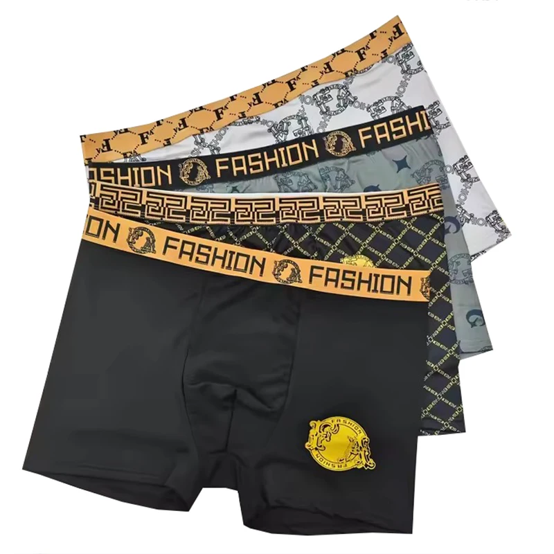 

A 4-piece men's luxury black-and-gold belt and underwear set, soft, comfortable, and suitable for year-round wear.