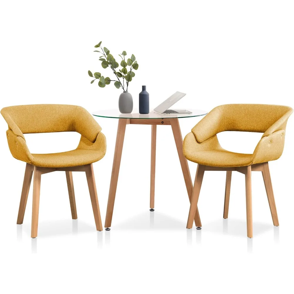 

Dining Chairs Set of 2, Modern Kitchen Chairs with Upholstered Fabric Cushion and Solid Wood Legs for Dining Room