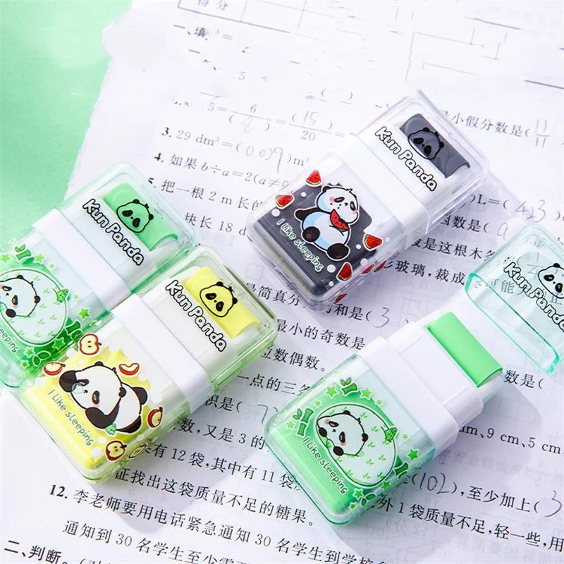 24pcs/lot Kawaii Panda Eraser Cute Writing Drawing Rubber Pencil Erasers Stationery Kids Gifts School Office Supplies