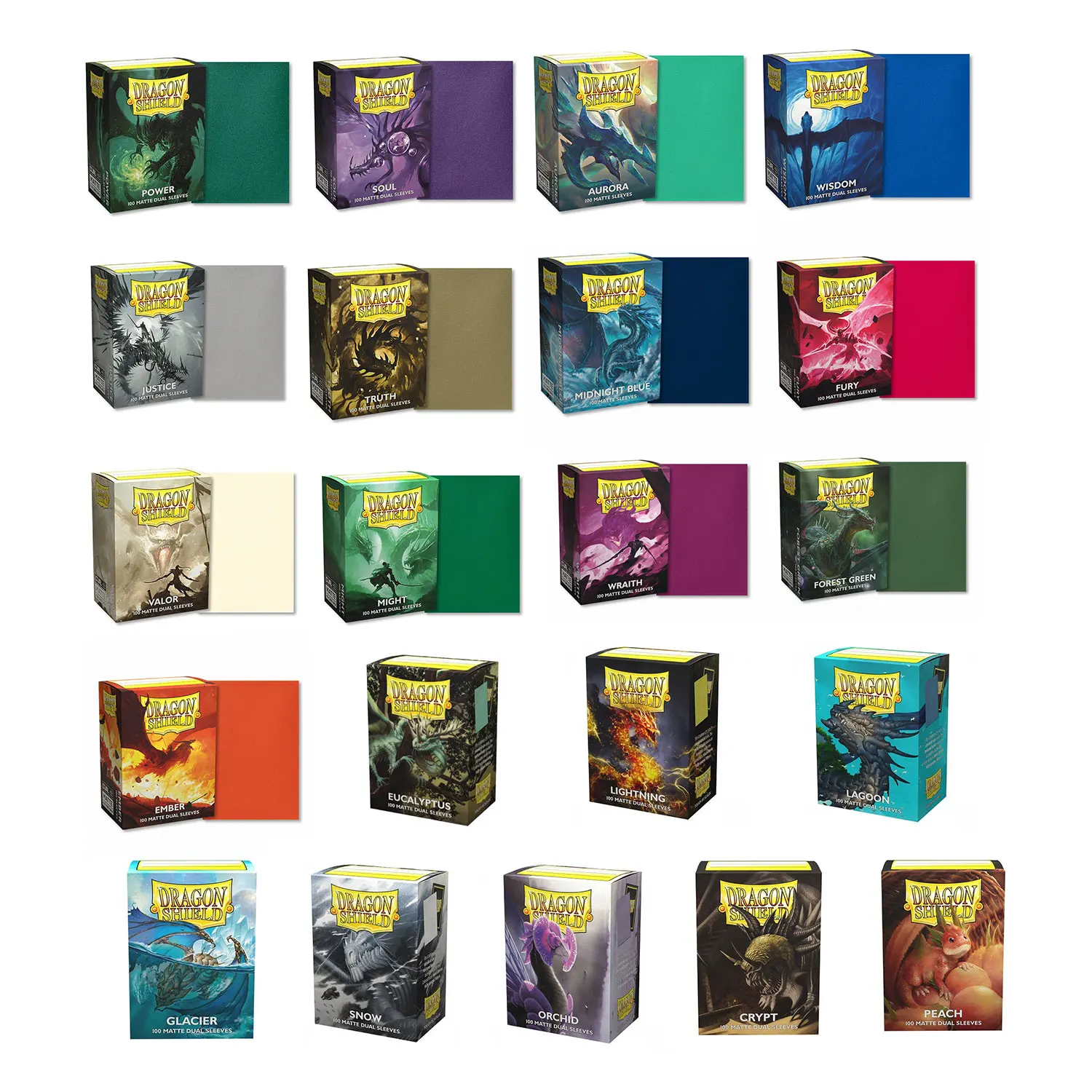 100ct Dragon Shield Dual Matte Tournament Might Glacier Lighting Crypt Peach Card Sleeves Magical PKM Cards Protector 66x91mm