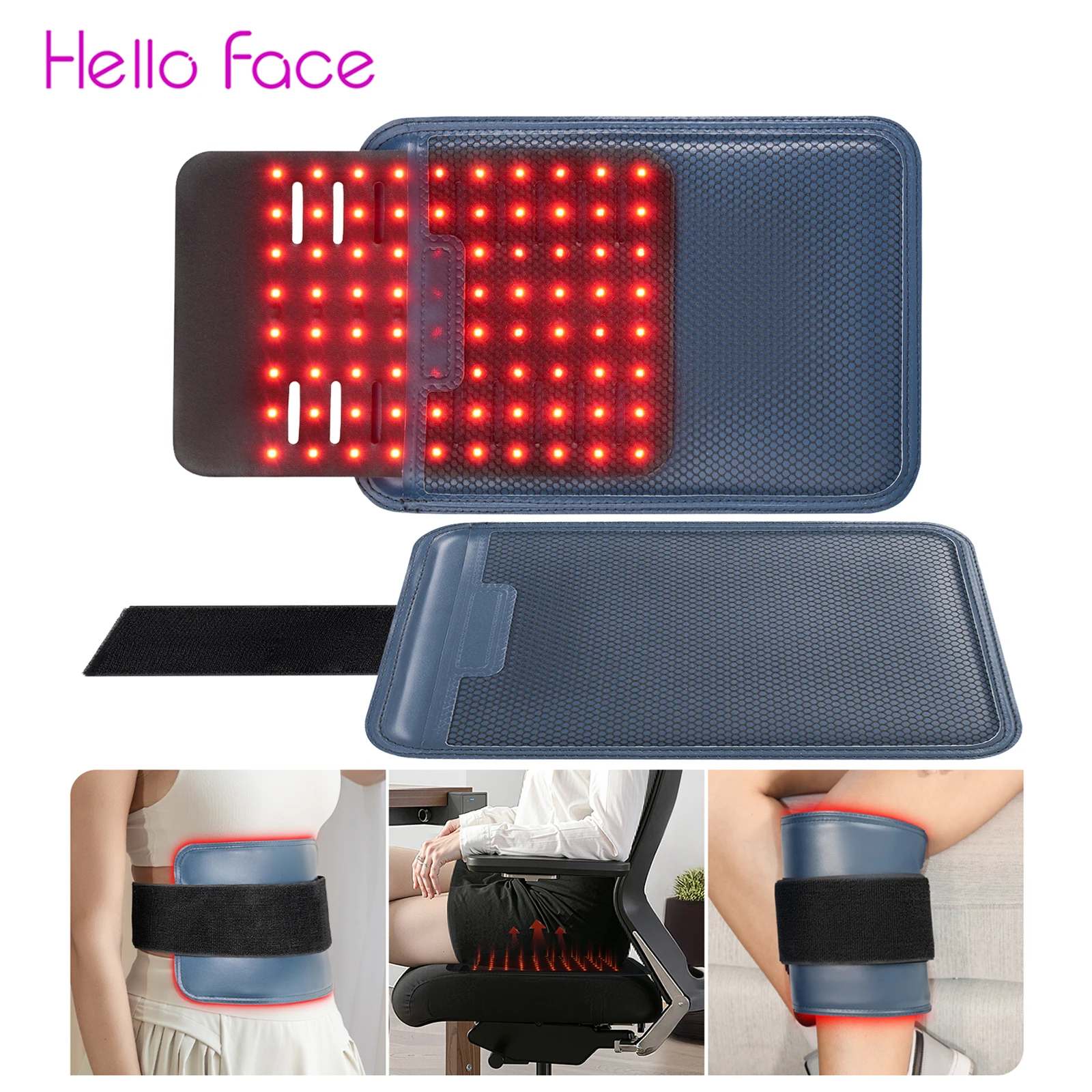 

Hello Face L400 LED Phototherapy Detachable and Washable Pad 660 nm and 850 nm Red & Near-Infrared Light for Pain Relief