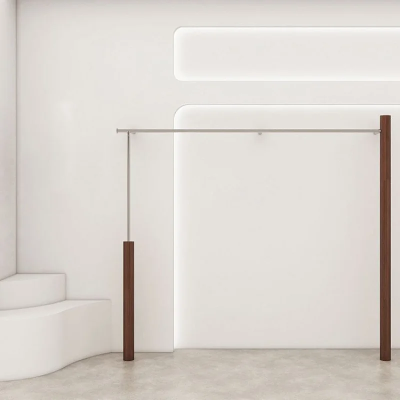 Customized. Buyers Shop Solid Wood Walnut Clothing Store Display Stand Floor-Mounted Wall Clothes Rack Stainless Steel Wall-Moun