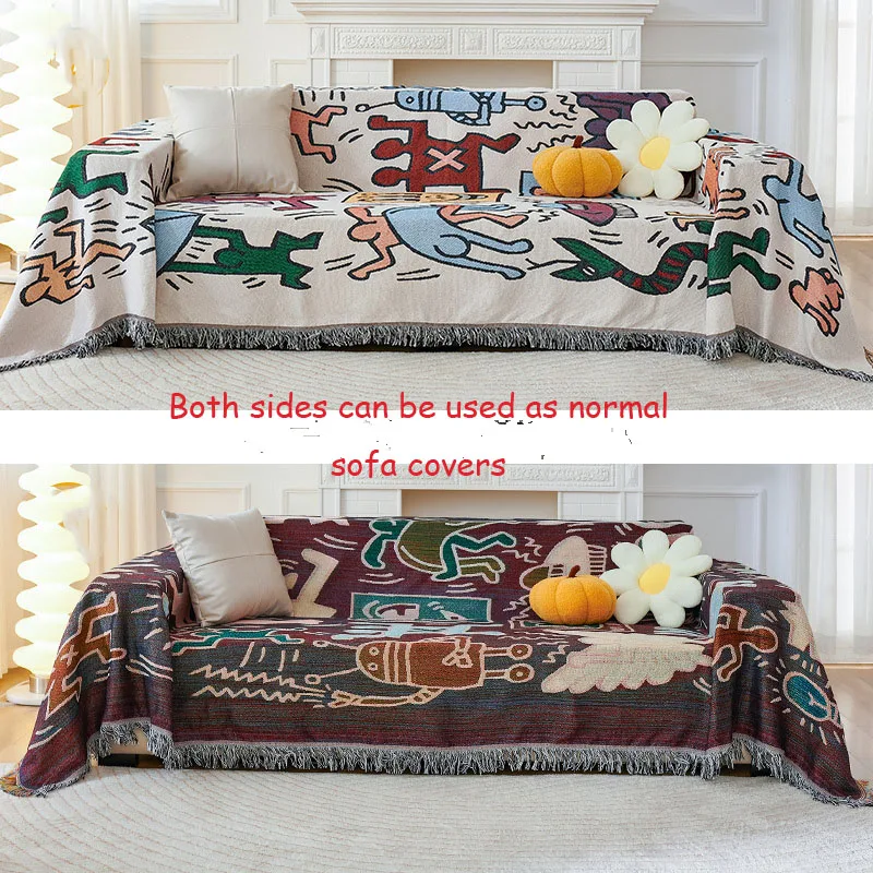 Multiple Decorative Pattern Chenille Sofa Cover, Unique both Sides Can be Used Sofa Cover, Dustproof Sofa Cover with Armrest