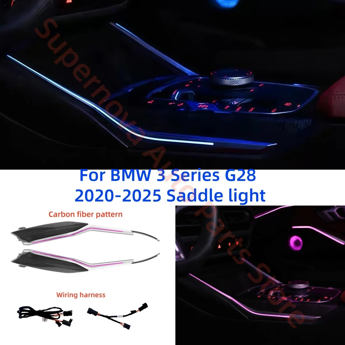 LED Ambient light For BMW 3 Series G20 2020-2025 Saddle light Atmosphere lamp car interior lighting upgrade Carbon fiber texture